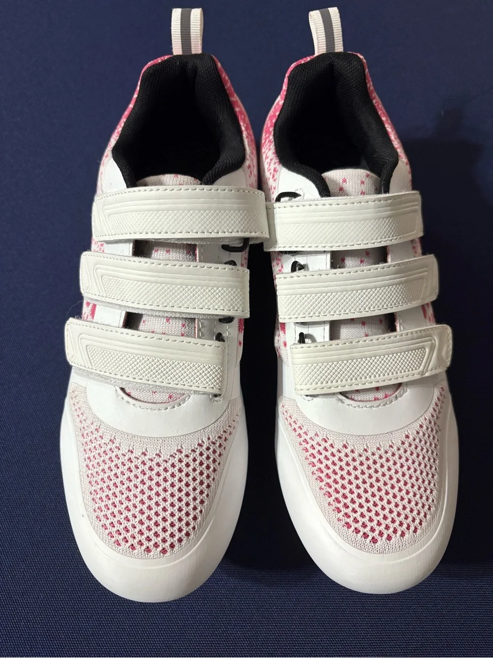Sporto White and Pink Triple Velcro Athletic Sneakers
